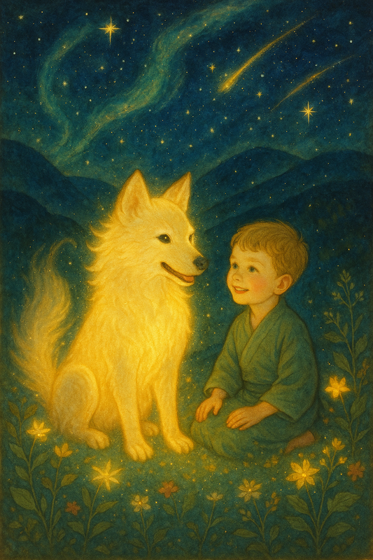 A boy and dog